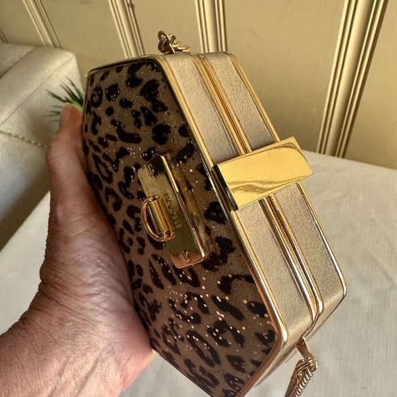 Bodhi Small Purse Clutch Leopard Print Gold Chain - Picture 5 of 7